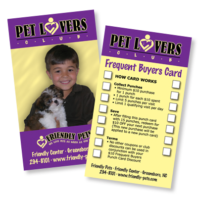 Friendly Pets Club Card